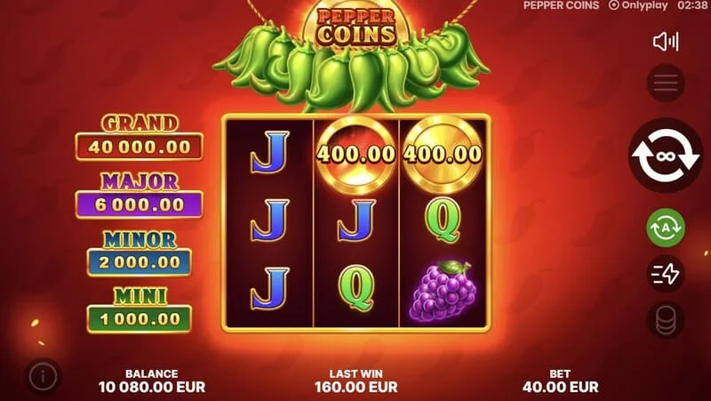 Pepper Coins - bónuszérmék a Hold and Win körben